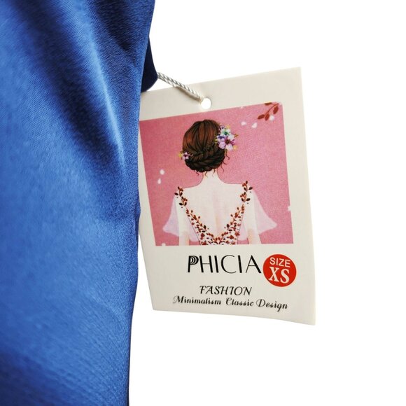 Blue Halter Womens Satin Maxi Dress  Size XS  Phicia - Picture 5 of 9